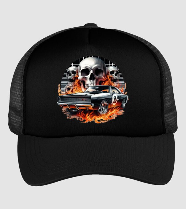 Muscle Car - Izomautó minta fekete pólón