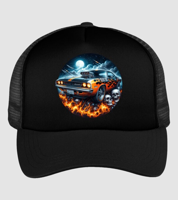 Muscle Car - Izomautó minta fekete pólón