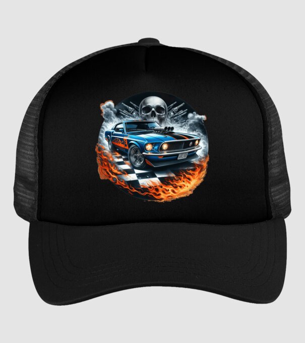 Muscle Car - Izomautó minta fekete pólón