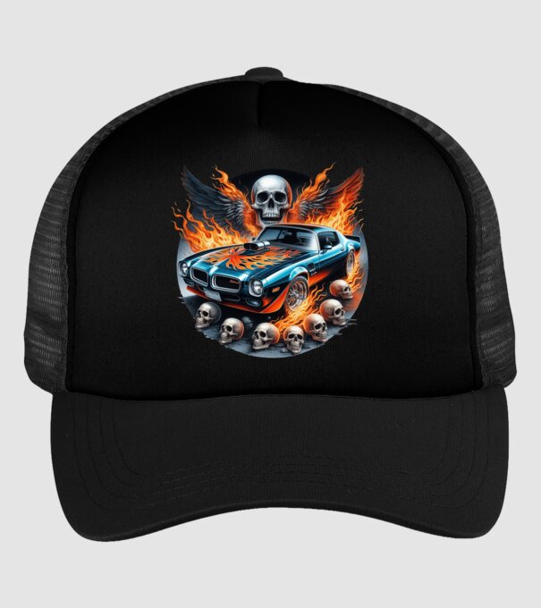 Muscle Car - Izomautó minta fekete pólón