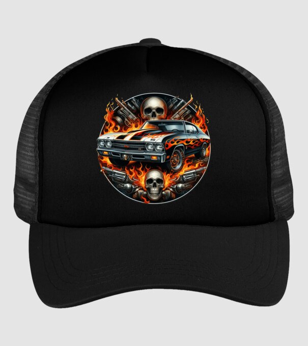 Muscle Car - Izomautó minta fekete pólón