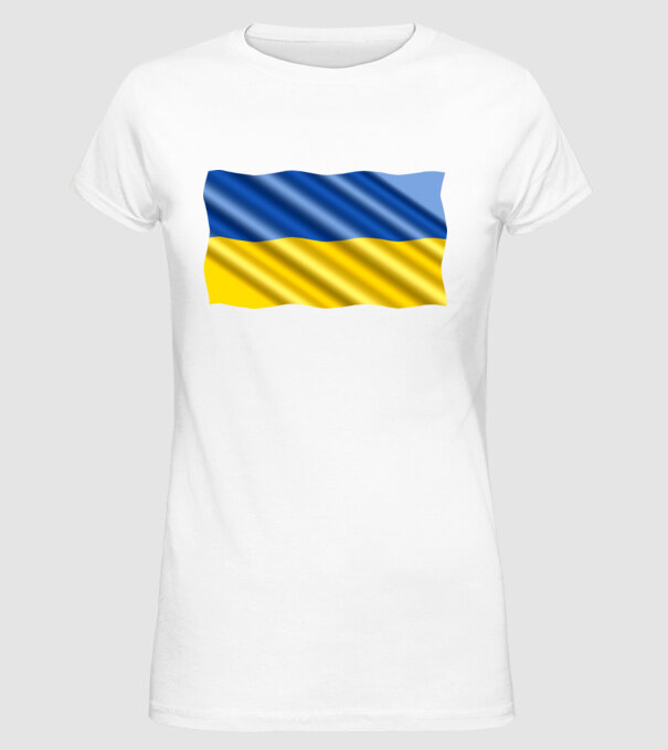 Ukrajna zászló minta fehér pólón