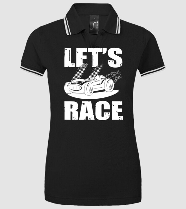 Let's Race - Versenyezzünk! minta fekete pólón