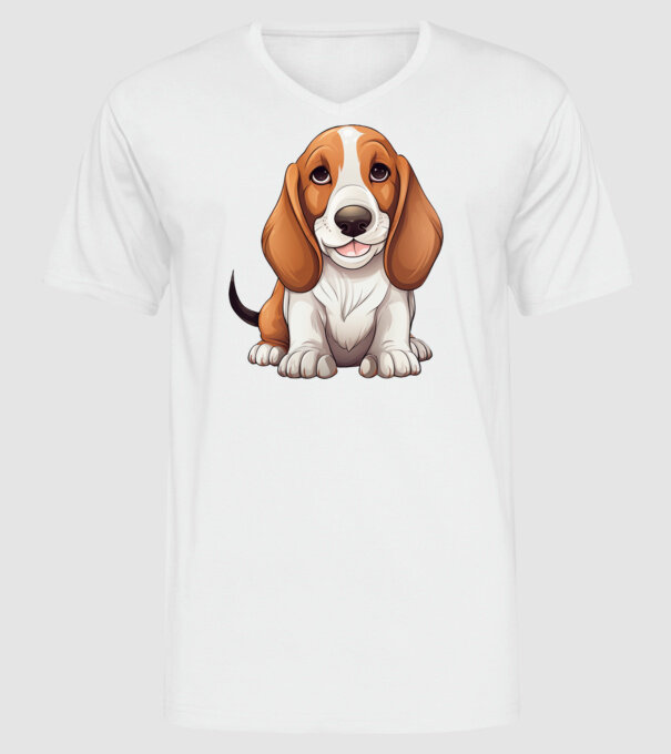 Aranyos kutya - Basset Hound minta fehér pólón