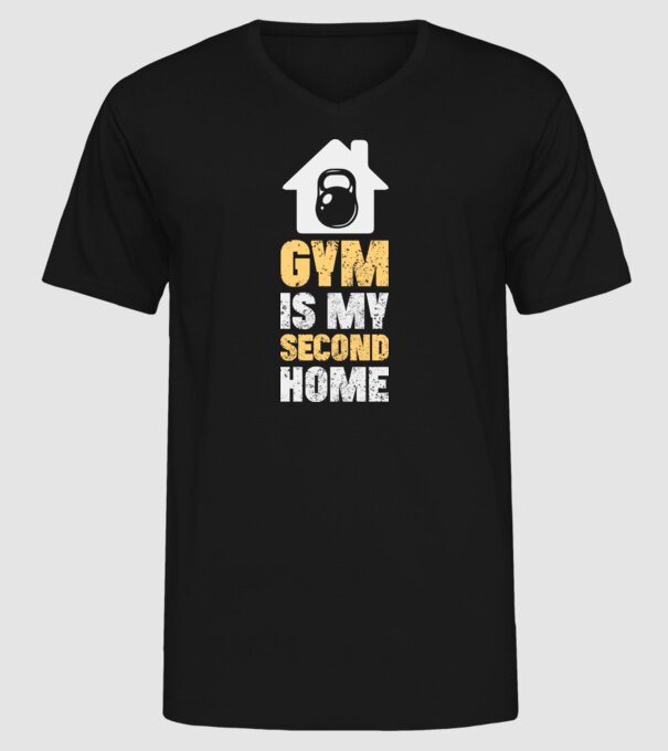 Gym Is My Second Home - Az edzőterem a második otthonom minta fekete pólón