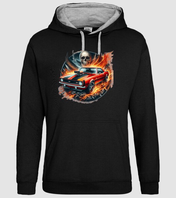 Muscle Car - Izomautó minta fekete pólón