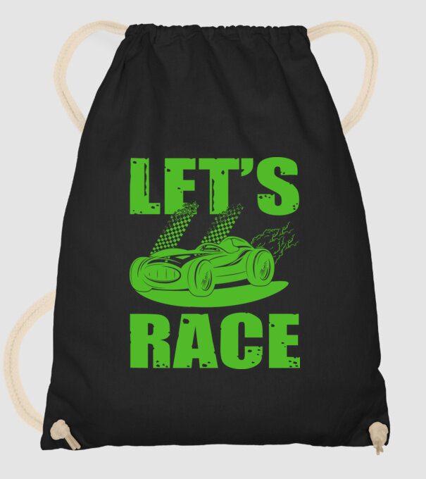 Let's Race - Versenyezzünk! minta fekete pólón