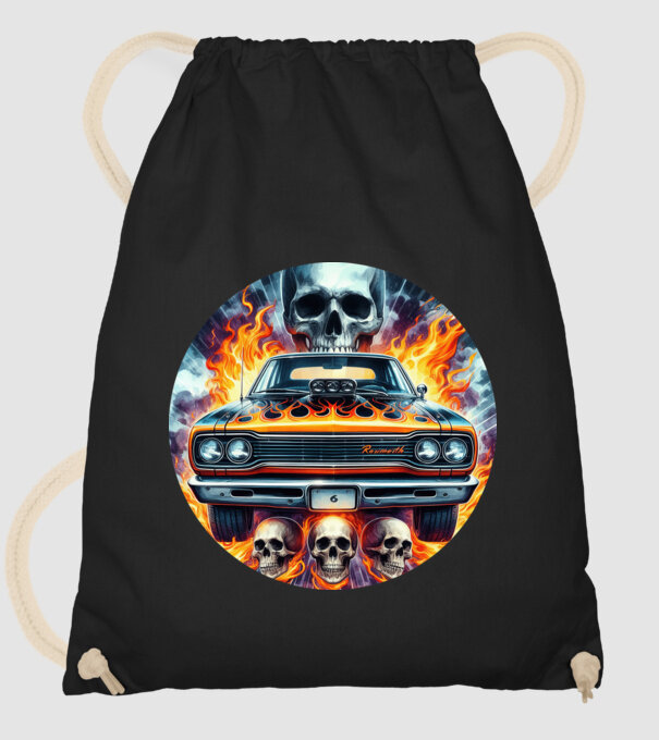 Muscle Car - Izomautó minta fekete pólón