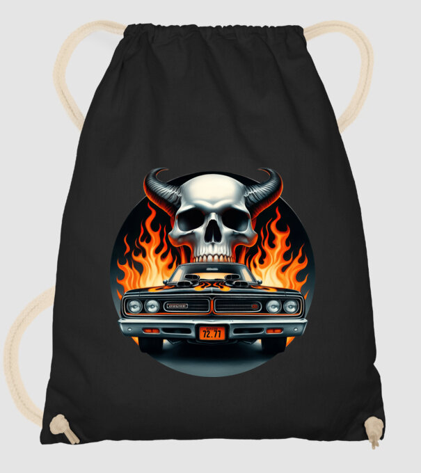 Muscle Car - Izomautó minta fekete pólón
