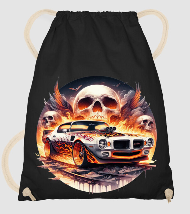 Muscle Car - Izomautó minta fekete pólón