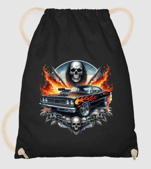Muscle Car - Izomautó minta fekete pólón