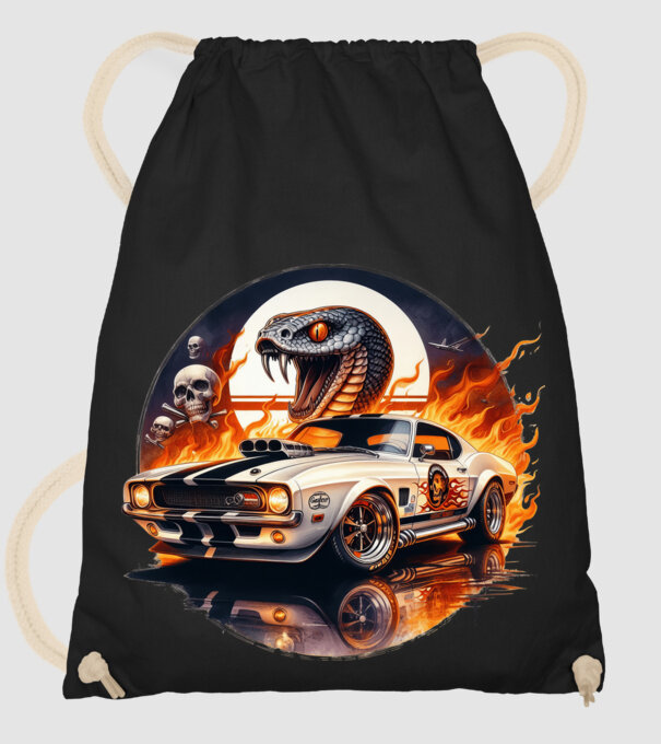 Muscle Car - Izomautó minta fekete pólón