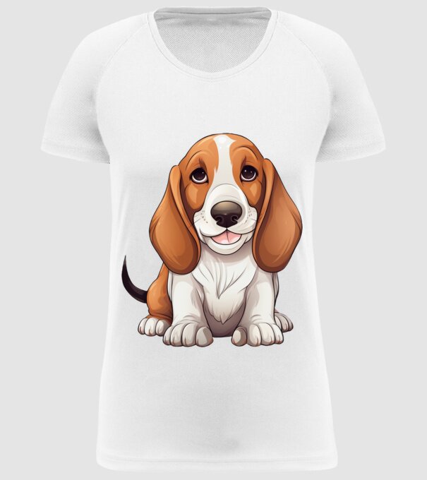 Aranyos kutya - Basset Hound minta fehér pólón