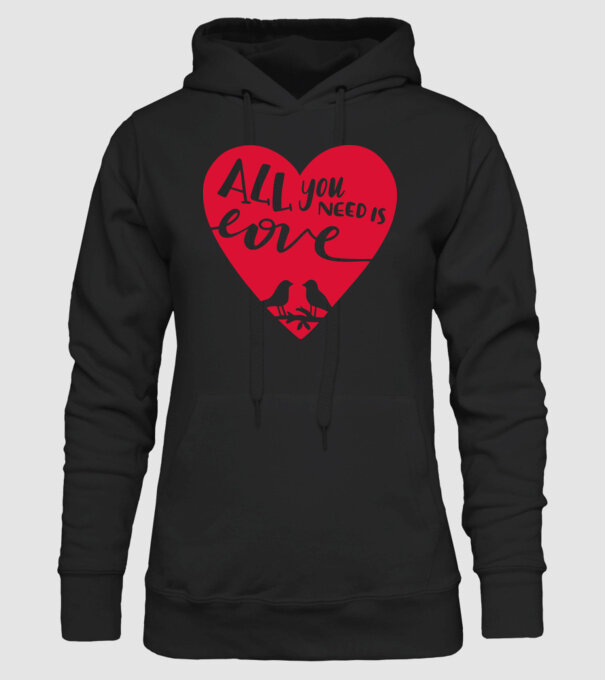 All you need is Love - Csak a Szeretetre van szükséged minta fekete pólón