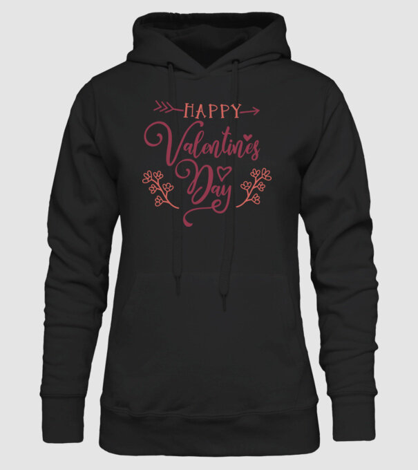 Happy Valentine's Day - Boldog Valentin-napot! minta fekete pólón