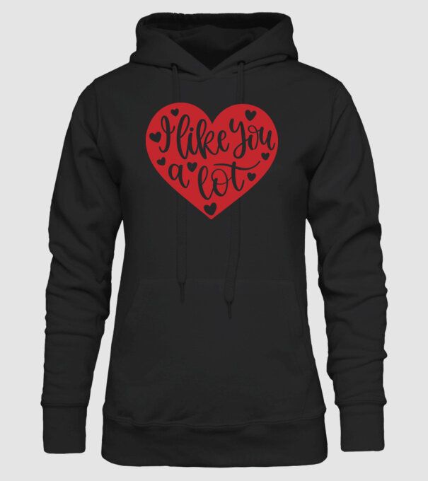 I Like You A Lot - Nagyon kedvellek minta fekete pólón