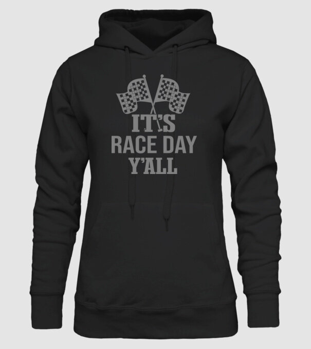 It's race day y'all - Versenynap van! minta fekete pólón