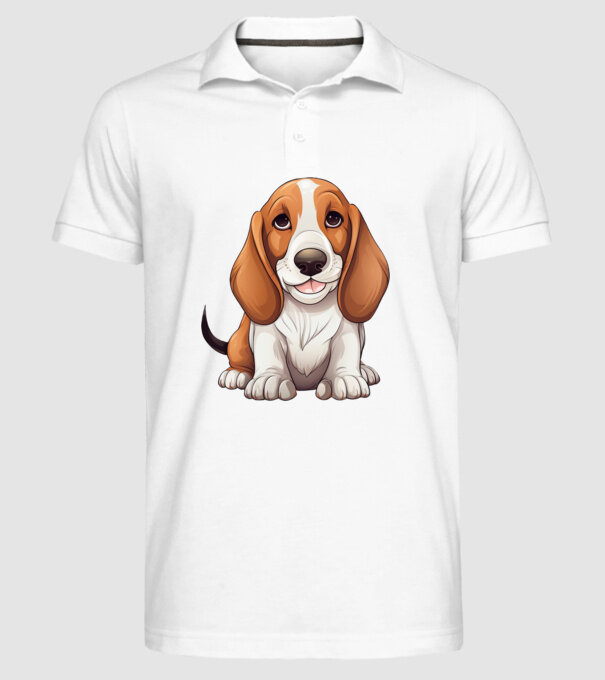 Aranyos kutya - Basset Hound  minta fehér pólón