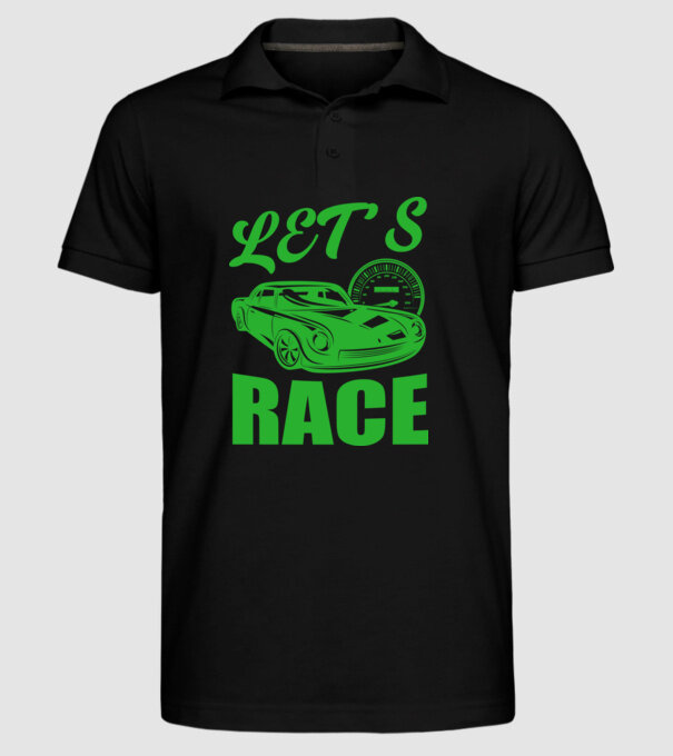 Let's Race - Versenyezzünk! minta fekete pólón