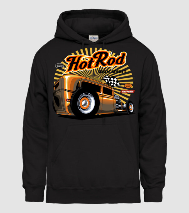 Hot Rod minta fekete pólón