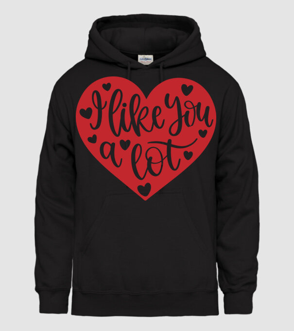 I Like You A Lot - Nagyon kedvellek minta fekete pólón