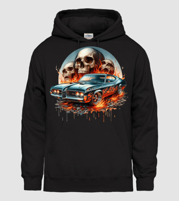 Muscle Car - Izomautó minta fekete pólón