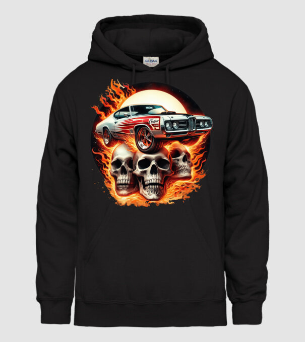 Muscle Car - Izomautó minta fekete pólón