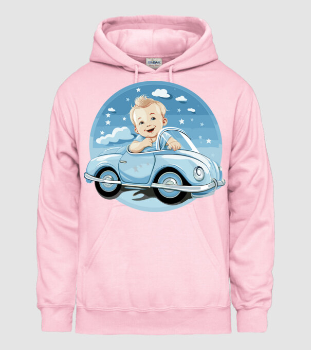 Baby Car (Baba autó) minta világos rózsaszín pólón