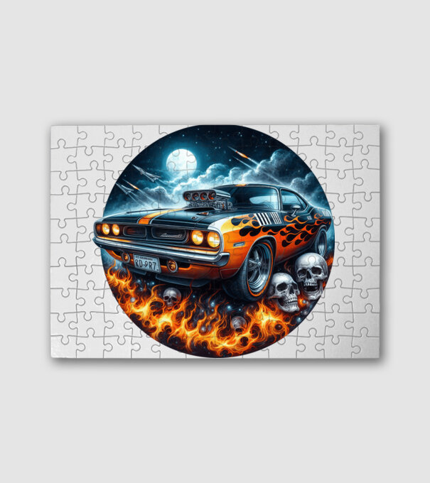 Muscle Car - Izomautó minta fehér pólón
