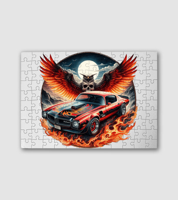 Muscle Car - Izomautó minta fehér pólón