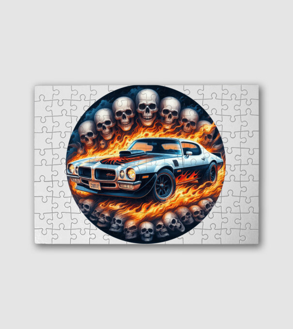 Muscle Car - Izomautó minta fehér pólón