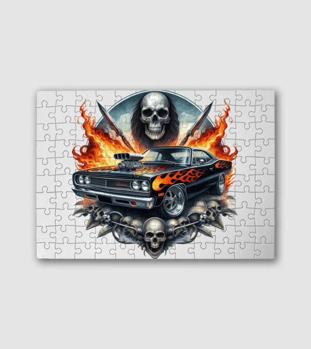 Muscle Car - Izomautó minta fehér pólón