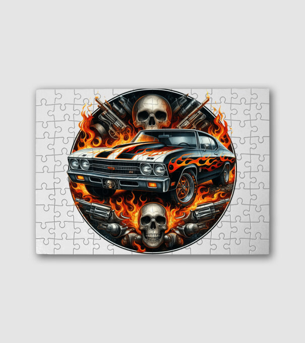 Muscle Car - Izomautó minta fehér pólón