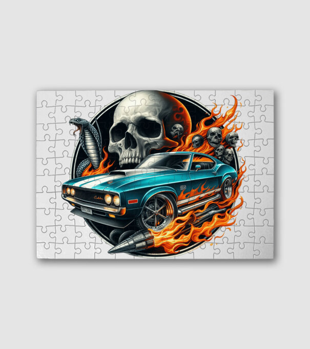 Muscle Car - Izomautó minta fehér pólón
