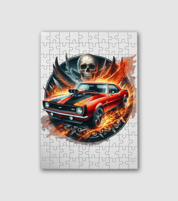 Muscle Car - Izomautó minta fehér pólón