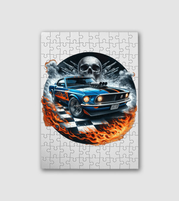 Muscle Car - Izomautó minta fehér pólón