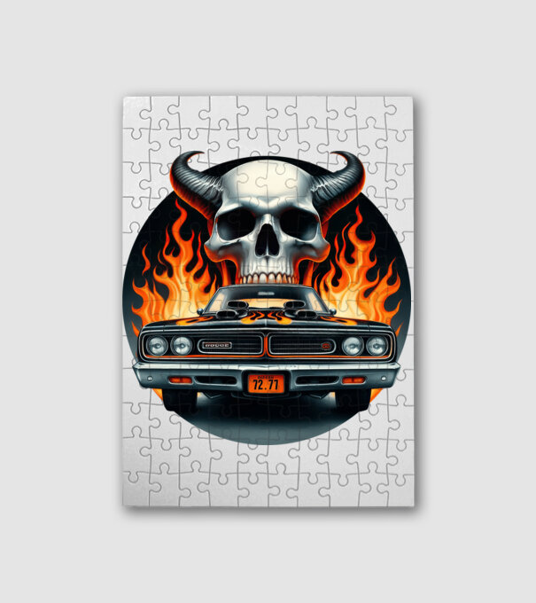 Muscle Car - Izomautó minta fehér pólón