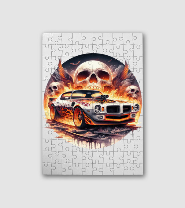 Muscle Car - Izomautó minta fehér pólón