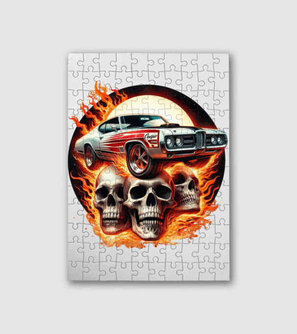 Muscle Car - Izomautó minta fehér pólón