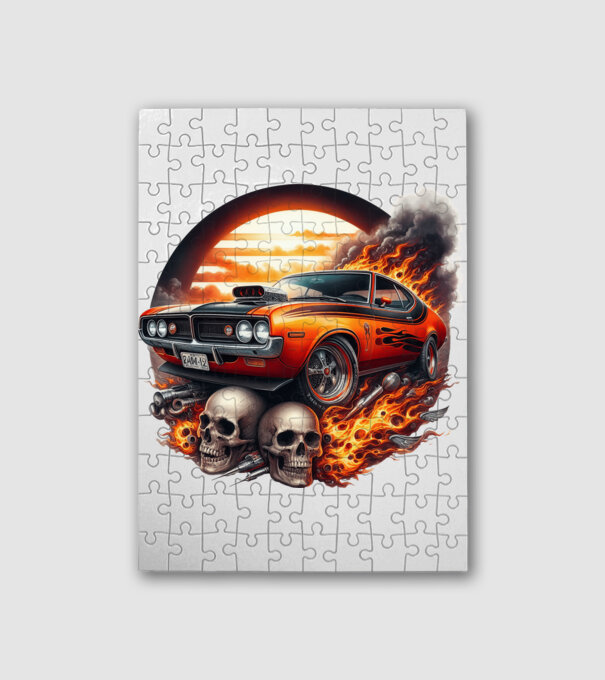 Muscle Car - Izomautó minta fehér pólón