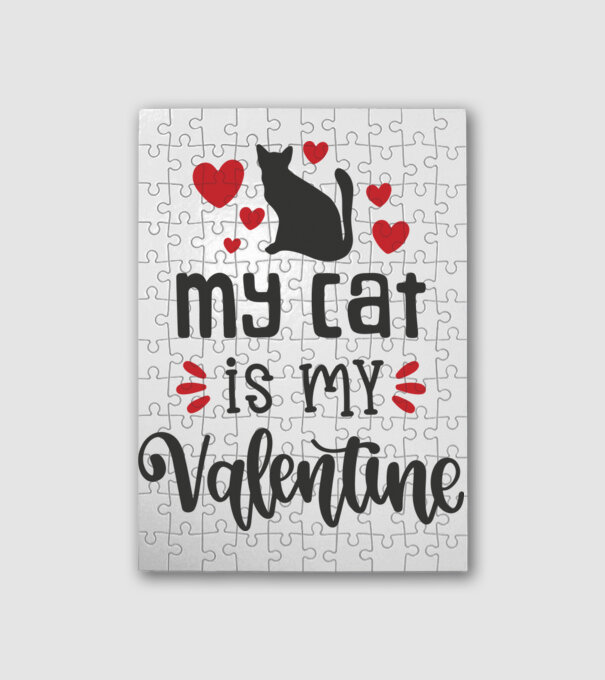 My Cat Is My Valentine - A macskám az én Valentinom minta fehér pólón