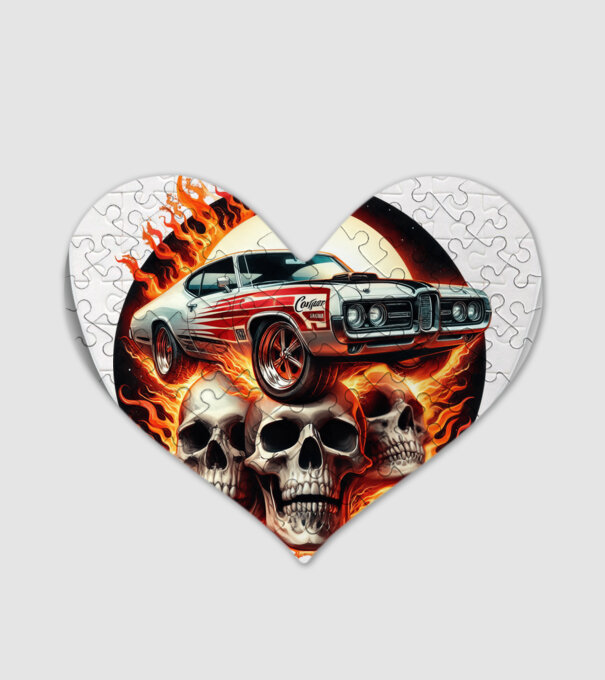 Muscle Car - Izomautó minta fehér pólón