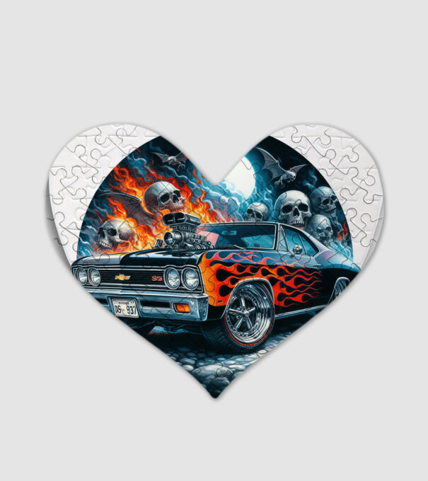 Muscle Car - Izomautó minta fehér pólón
