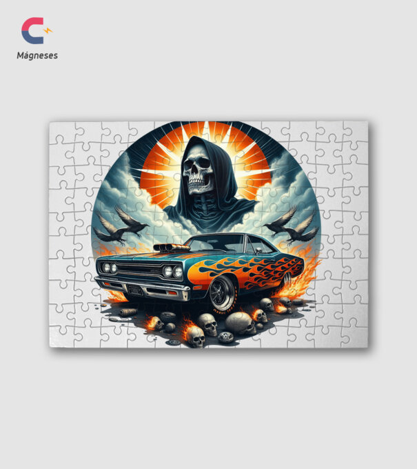 Muscle Car - Izomautó minta fehér pólón