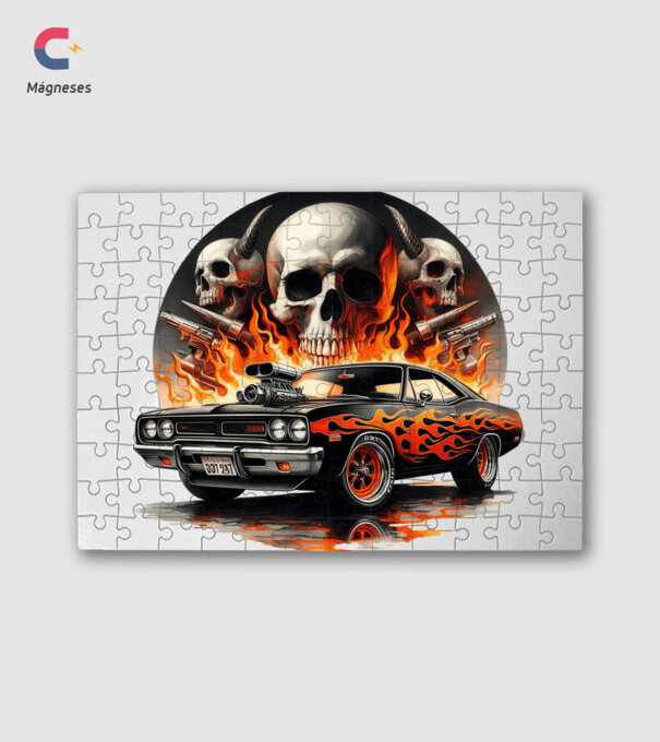 Muscle Car - Izomautó minta fehér pólón
