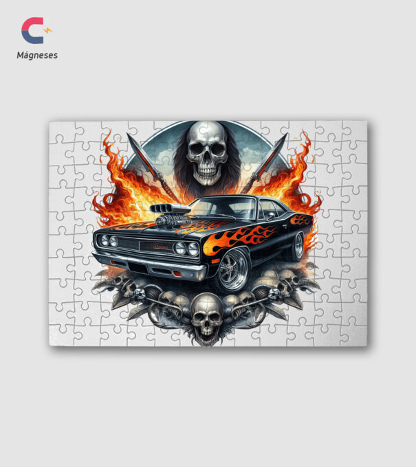 Muscle Car - Izomautó minta fehér pólón