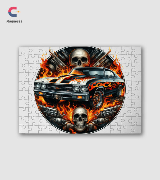 Muscle Car - Izomautó minta fehér pólón