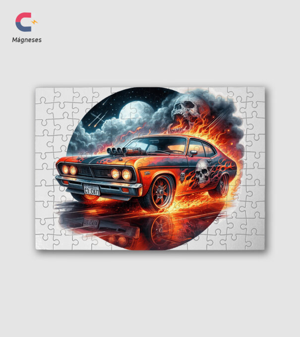 Muscle Car - Izomautó minta fehér pólón