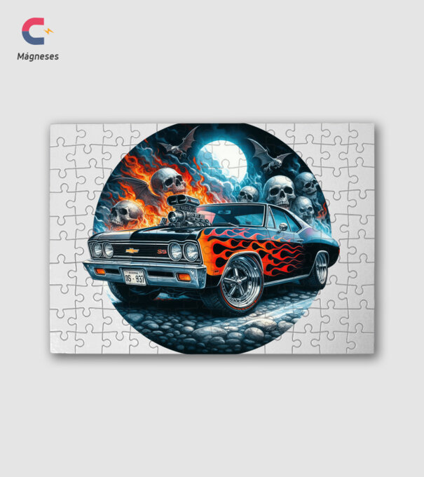 Muscle Car - Izomautó minta fehér pólón