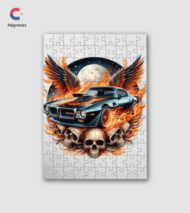 Muscle Car - Izomautó minta fehér pólón
